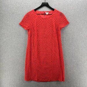J.CREW Dress Womens Size 4 Pink Eyelet A Line Shift Short Sleeve Spring
